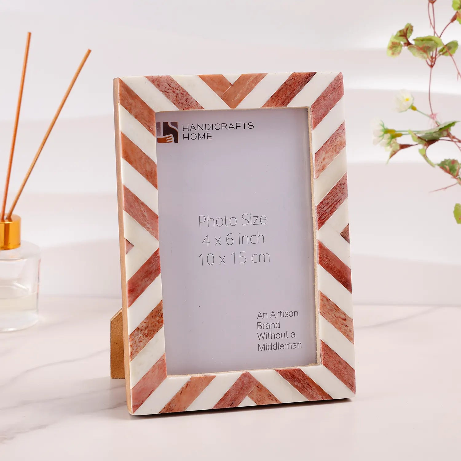 Picture Frame Chevron Pattern Collection Bone Inlay Brown – 4 Sizes