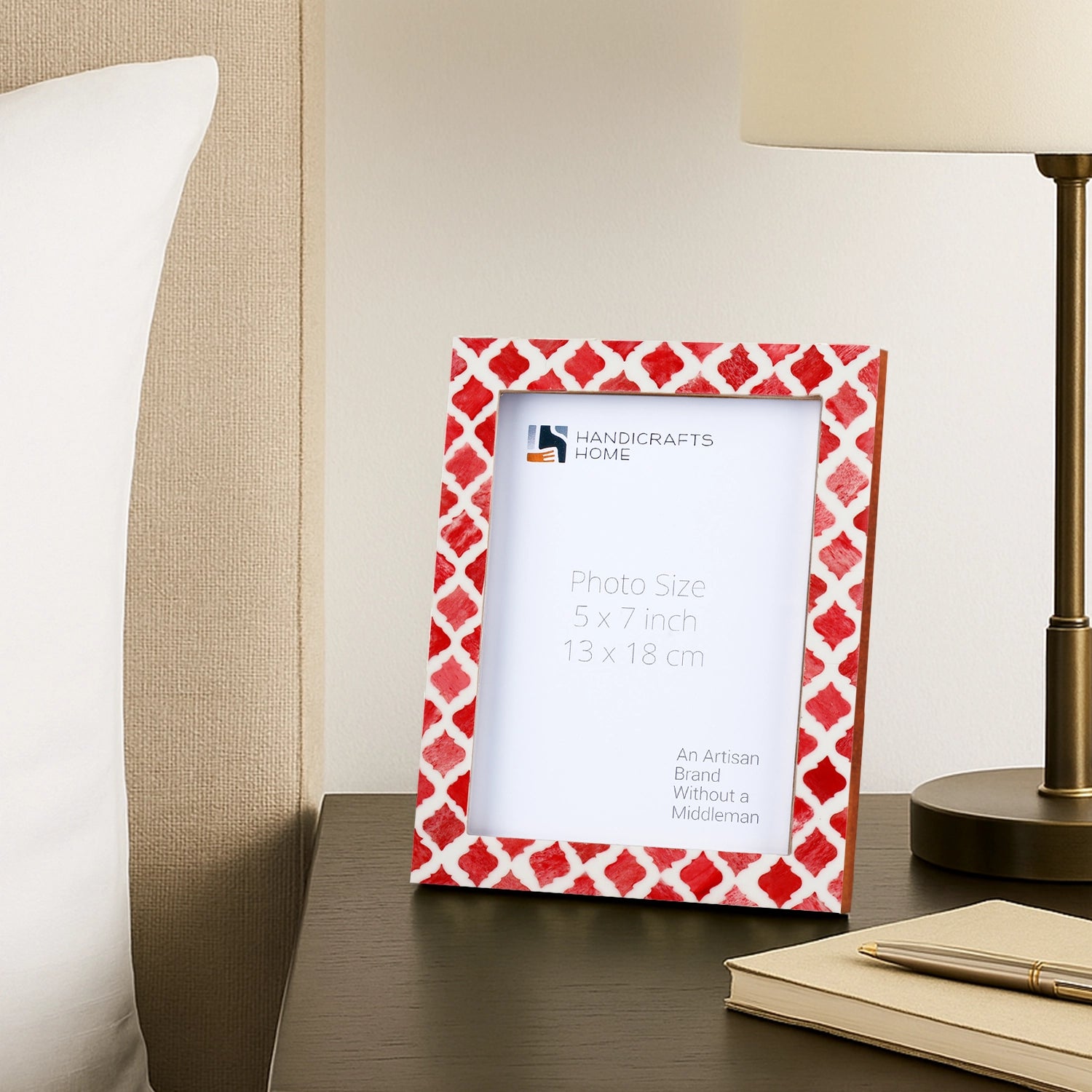 Picture Frame Moroccan Pattern Collection Bone & Resin Inlay Red – 3 Sizes