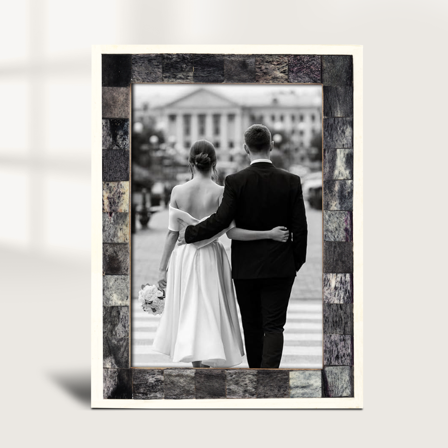 Classic Bone Inlay Picture Frame Gray & White  4x6, 5x7 and 8x10 Size