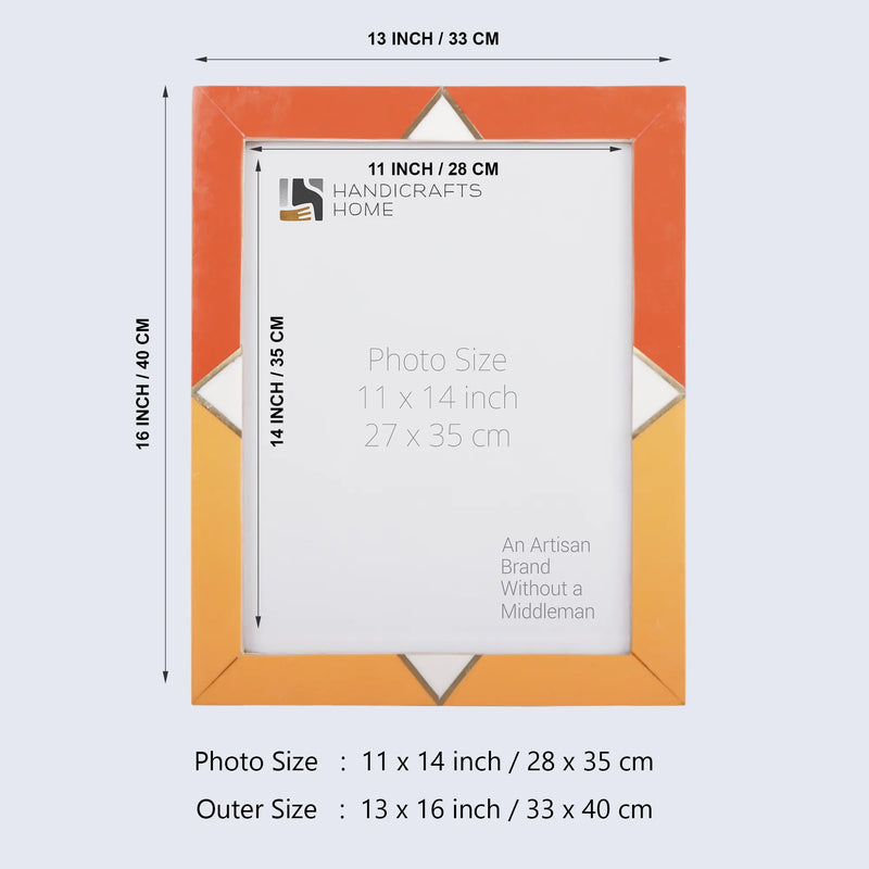 Size Chart for Picture Frames Menton Orange Pattern Resin Inlay Collection, Make to Order - 11x14