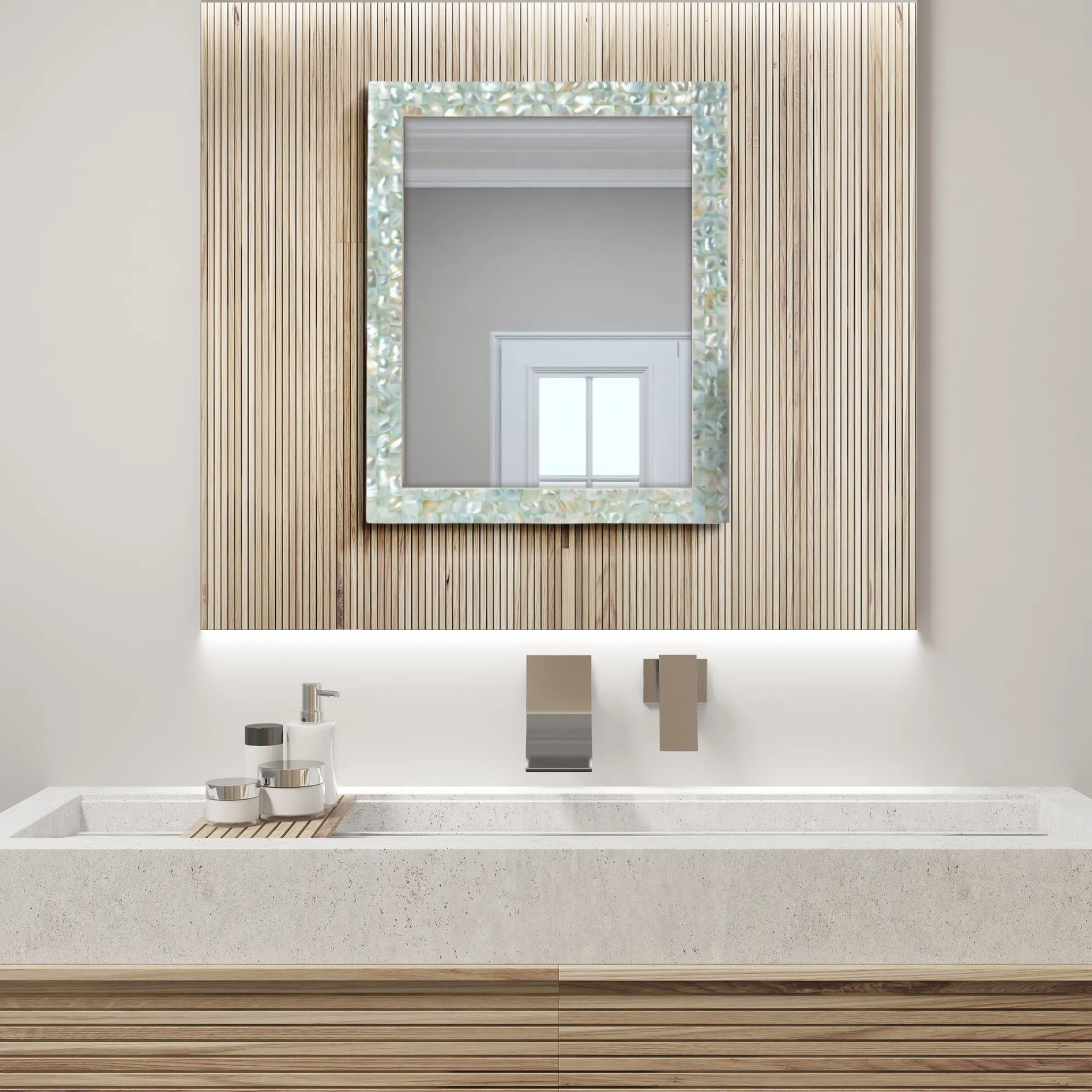 Mother Of Pearl Green Mirror - 16x20 inches