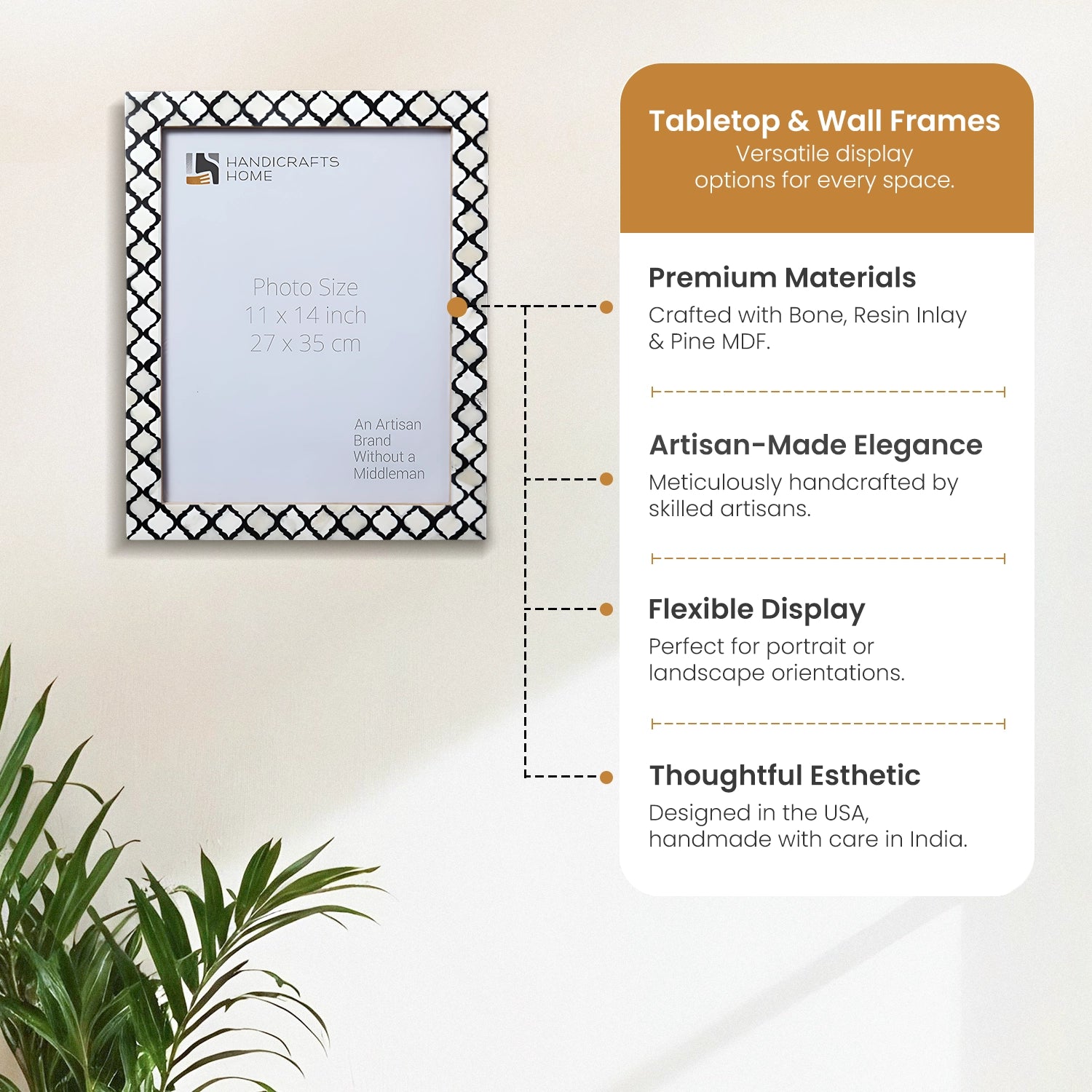 Moroccan Poster Frames Bone Inlay, Black, 9 Sizes