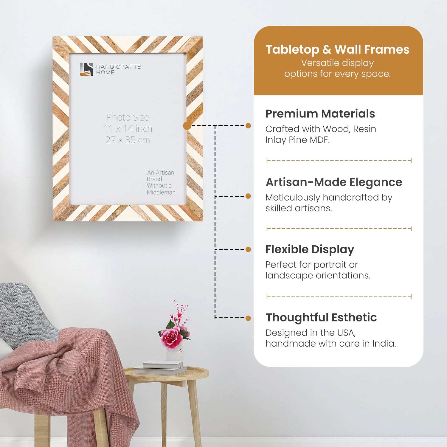 Poster Frames Marquet Chevron Pattern Resin Inlay Collection, 5 sizes (Set of 2)