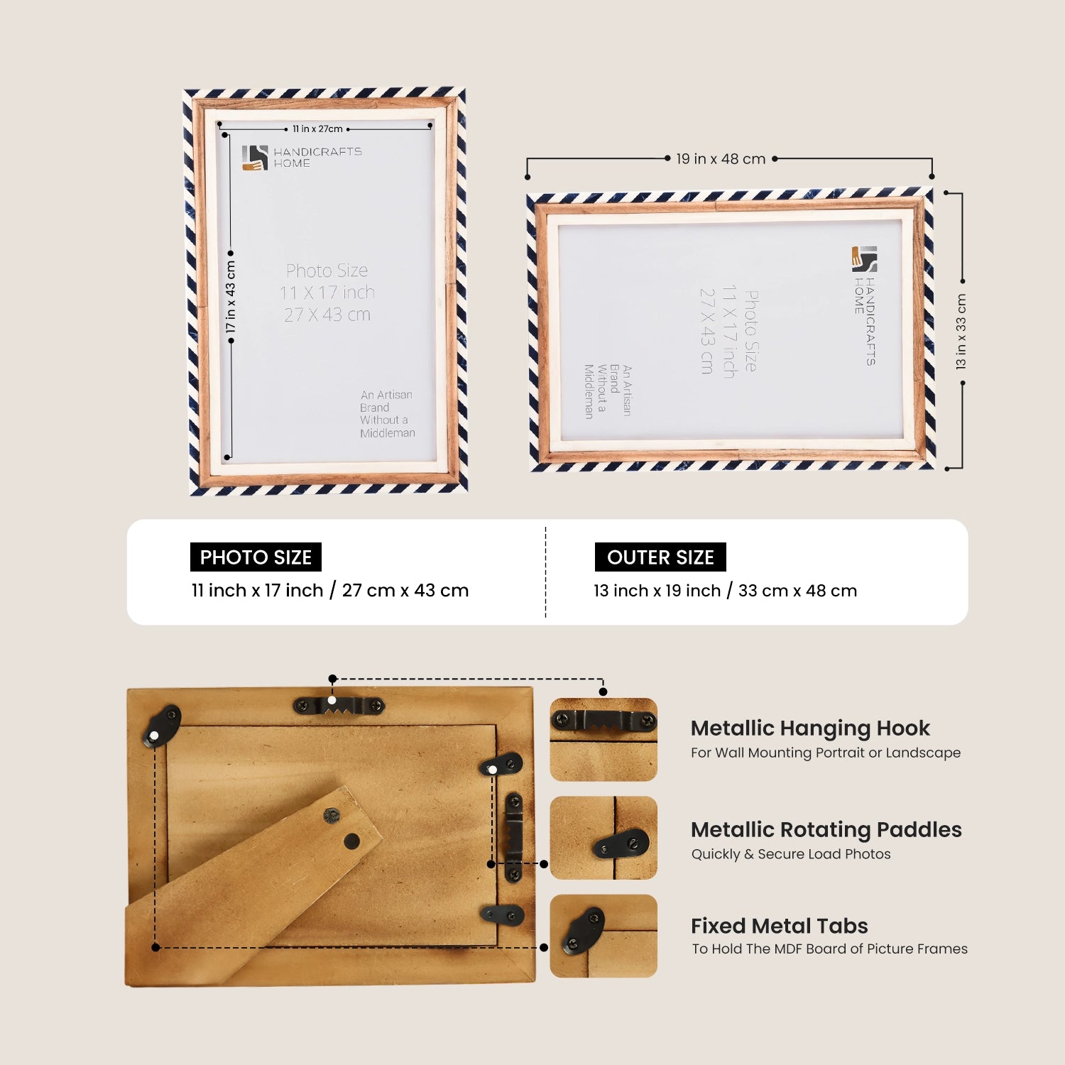 Marquet Bevel Collection Picture Frames Pack Of 2 Blue White - 11x17x1.5