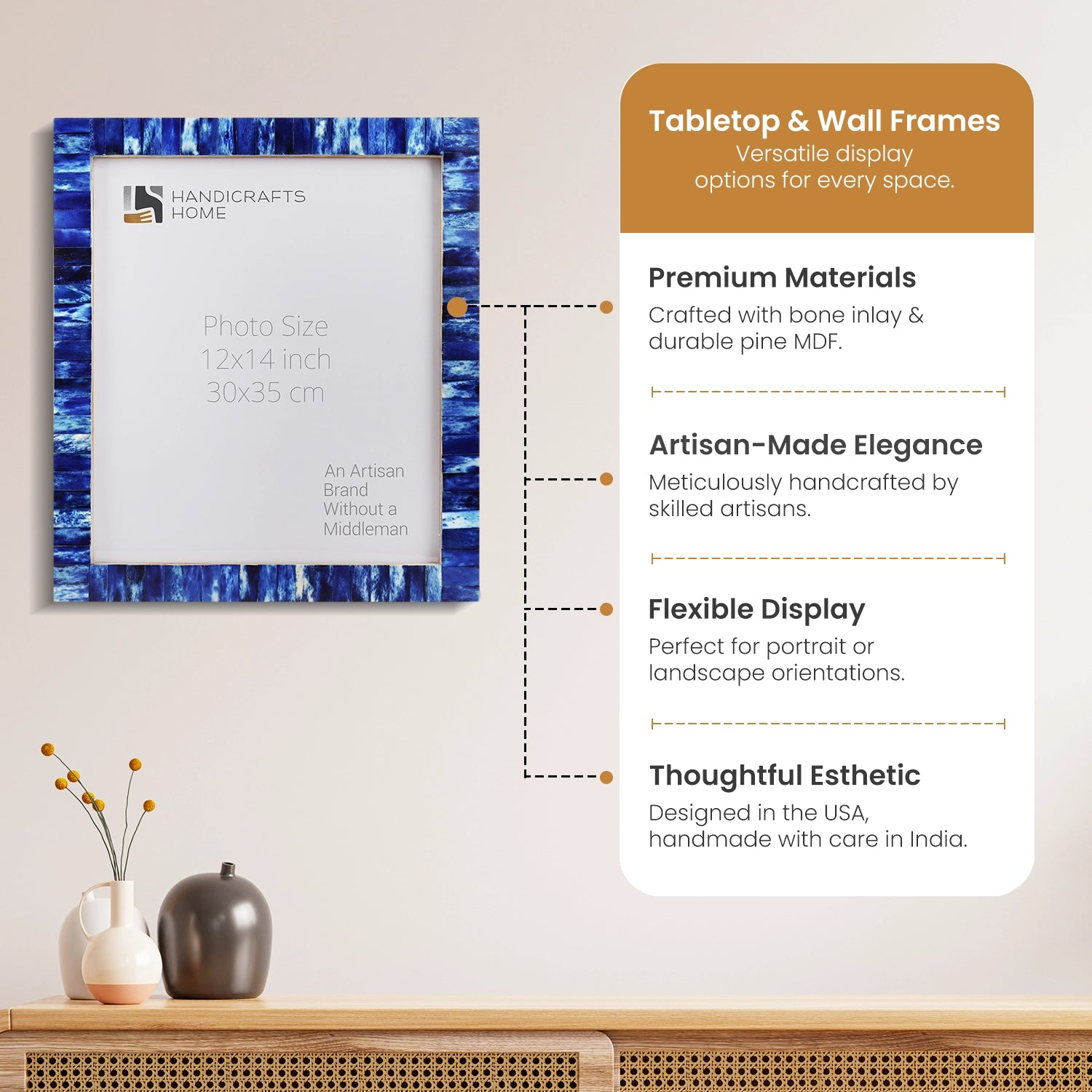 Poster Frames Classic Collection Bone Inlay, Blue, 6 Sizes