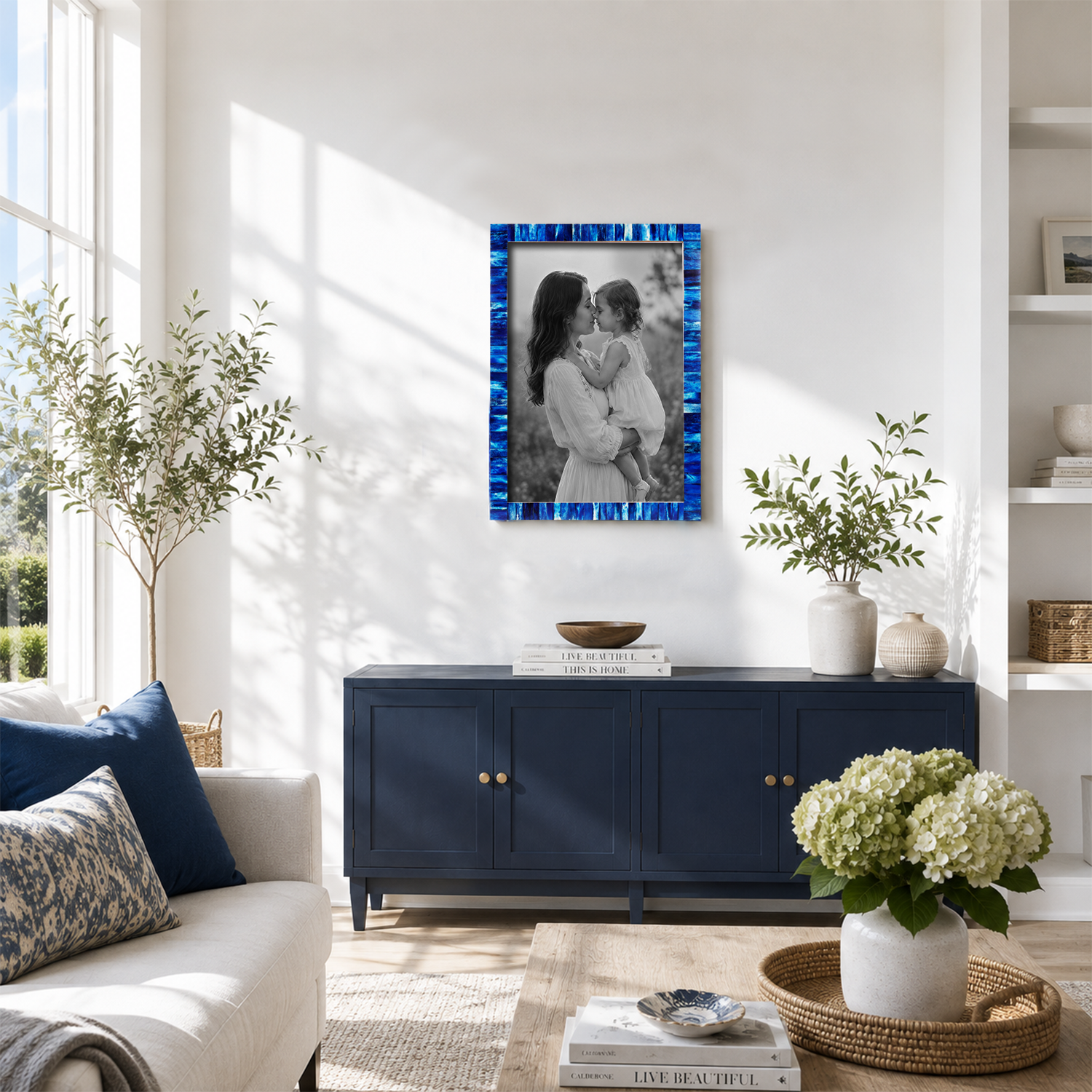 Poster Frame Classic Blue Bone Inlay, 20 Sizes