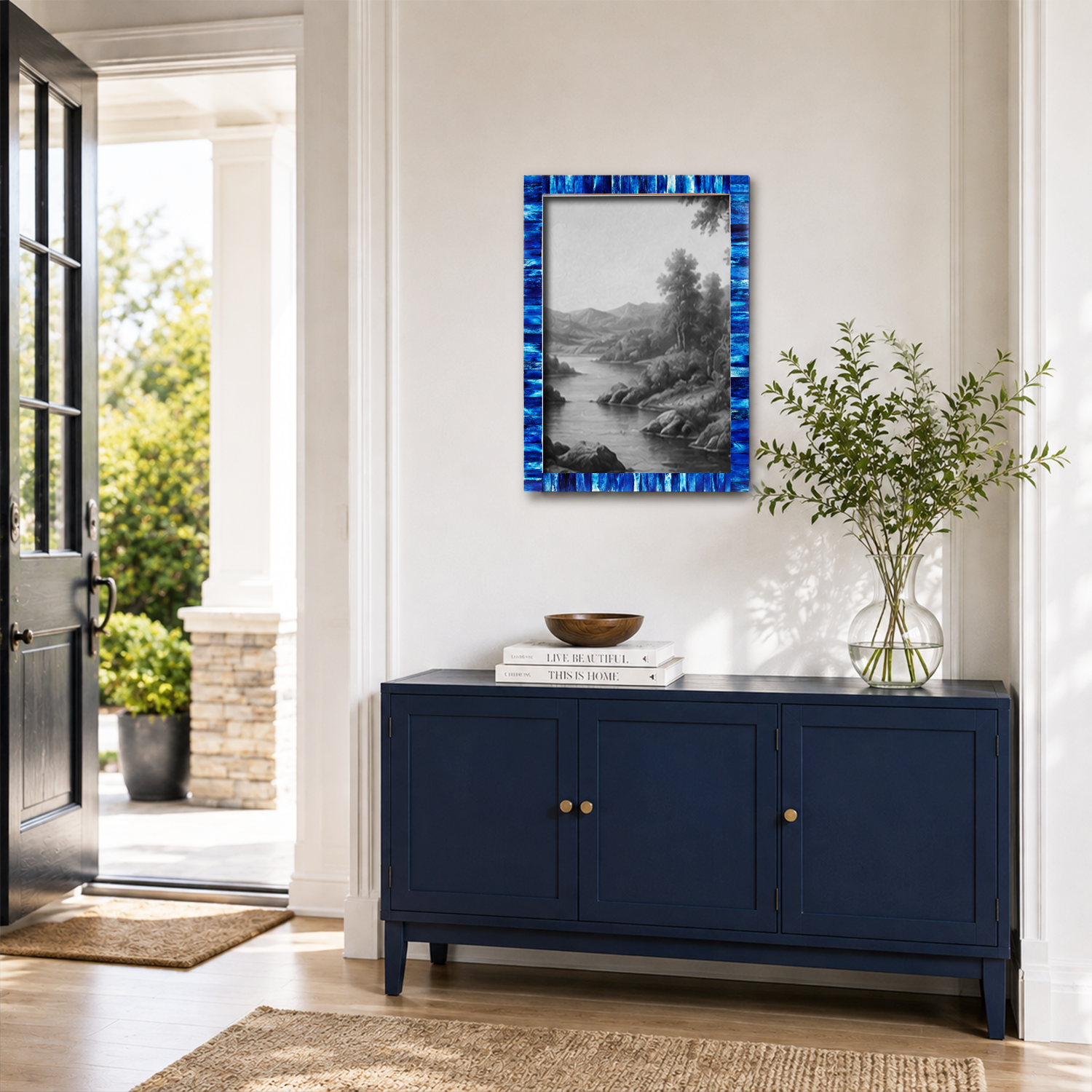 Poster Frame Classic Blue Bone Inlay, 20 Sizes