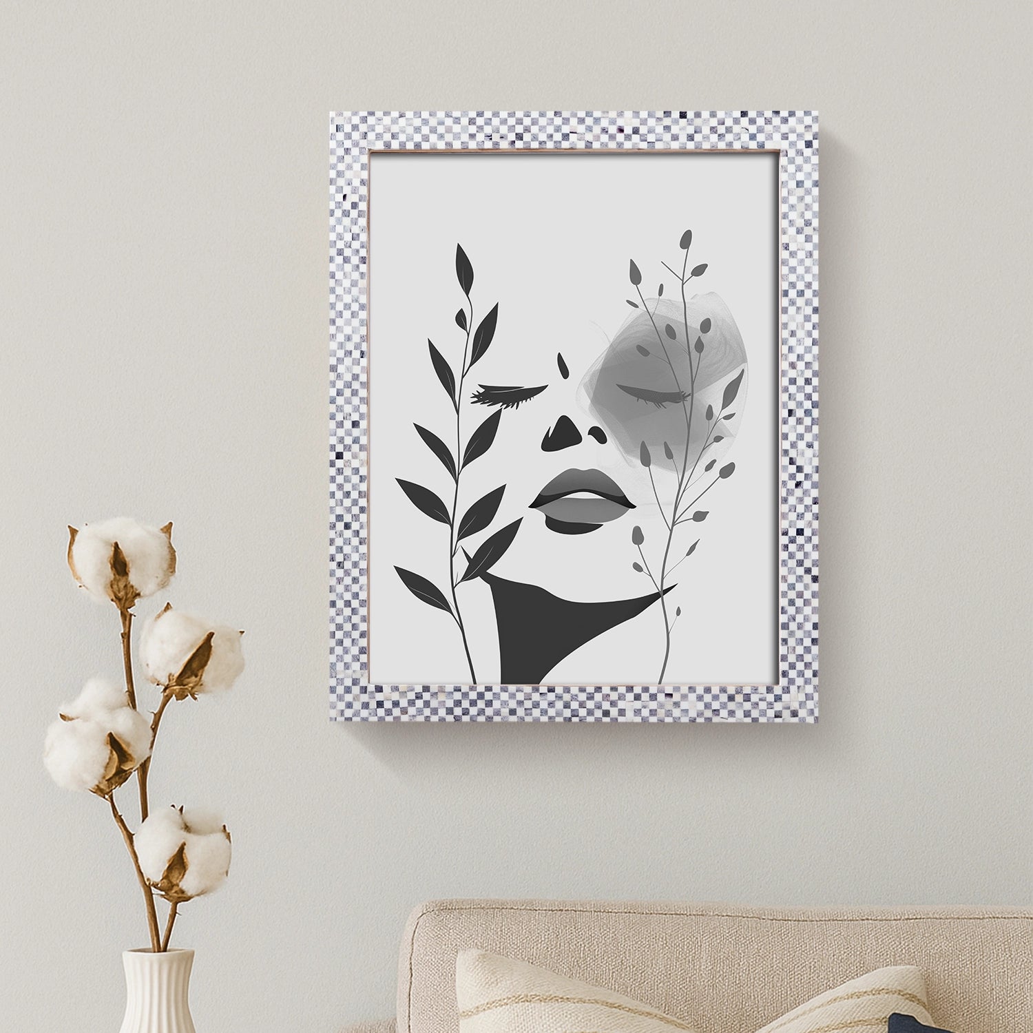 Picture Frame Checkered Pattern Collection Bone Inlay Multi-Size 27 Sizes