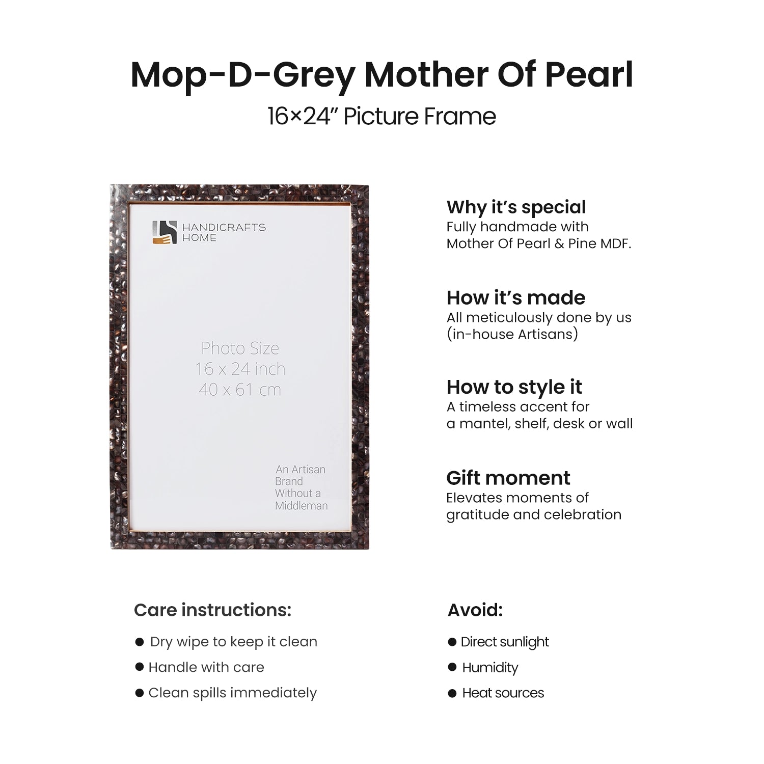 Poster Frames Mother of Pearl Collection in 23 Sizes, Grey