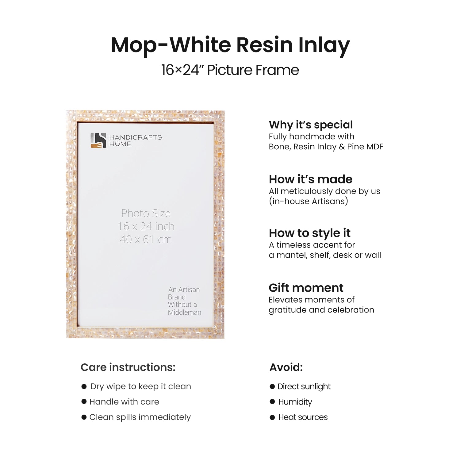 Poster Frames Mother of Pearl Collection in 23 Sizes, White