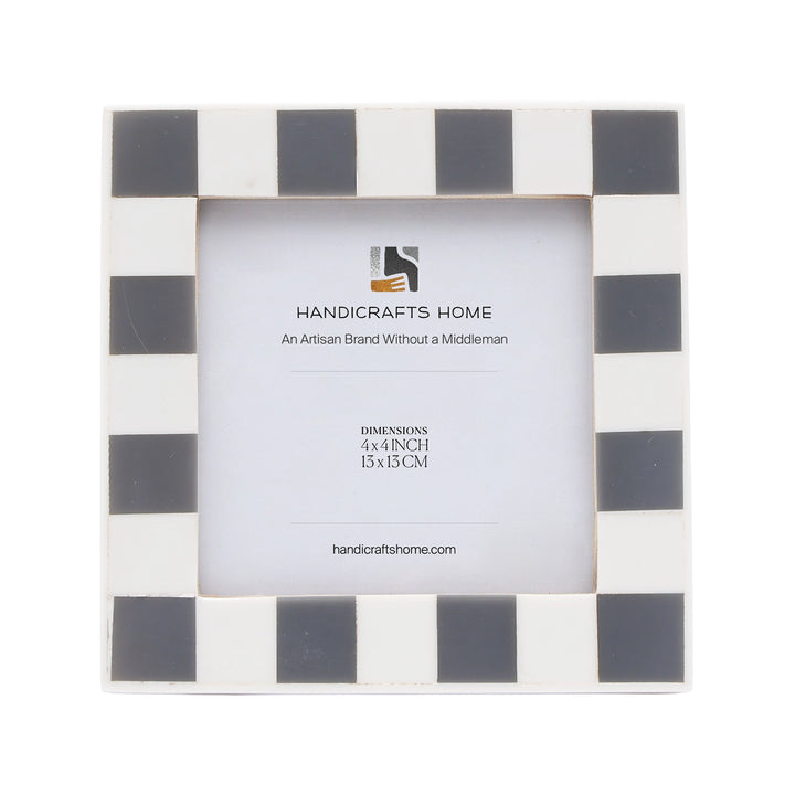 Handmade Baby Picture Frame 4x4 Checkered Art Inspired Resin Inlay Collection, for tabletop or wall display