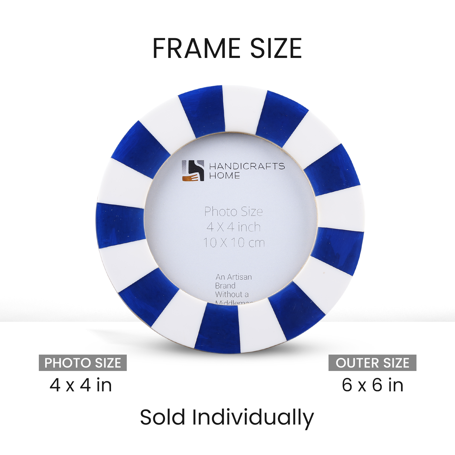 Decorative 4x4 Picture Frame- Resin Inlaid Collection, Blue