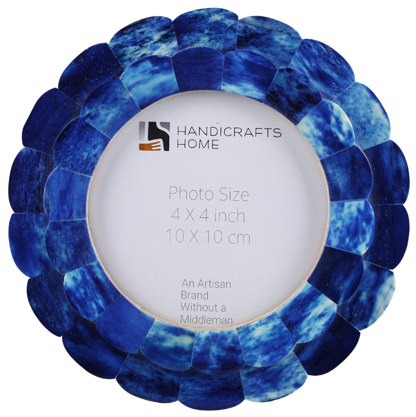 Blue Scallop Bone Inlay Picture Photo Frame size 4” x 4”