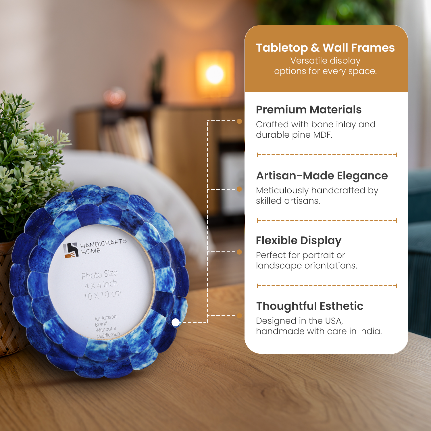 Baby Round Picture Frame Scallop Collection Resin Inlay Blue - 4x4