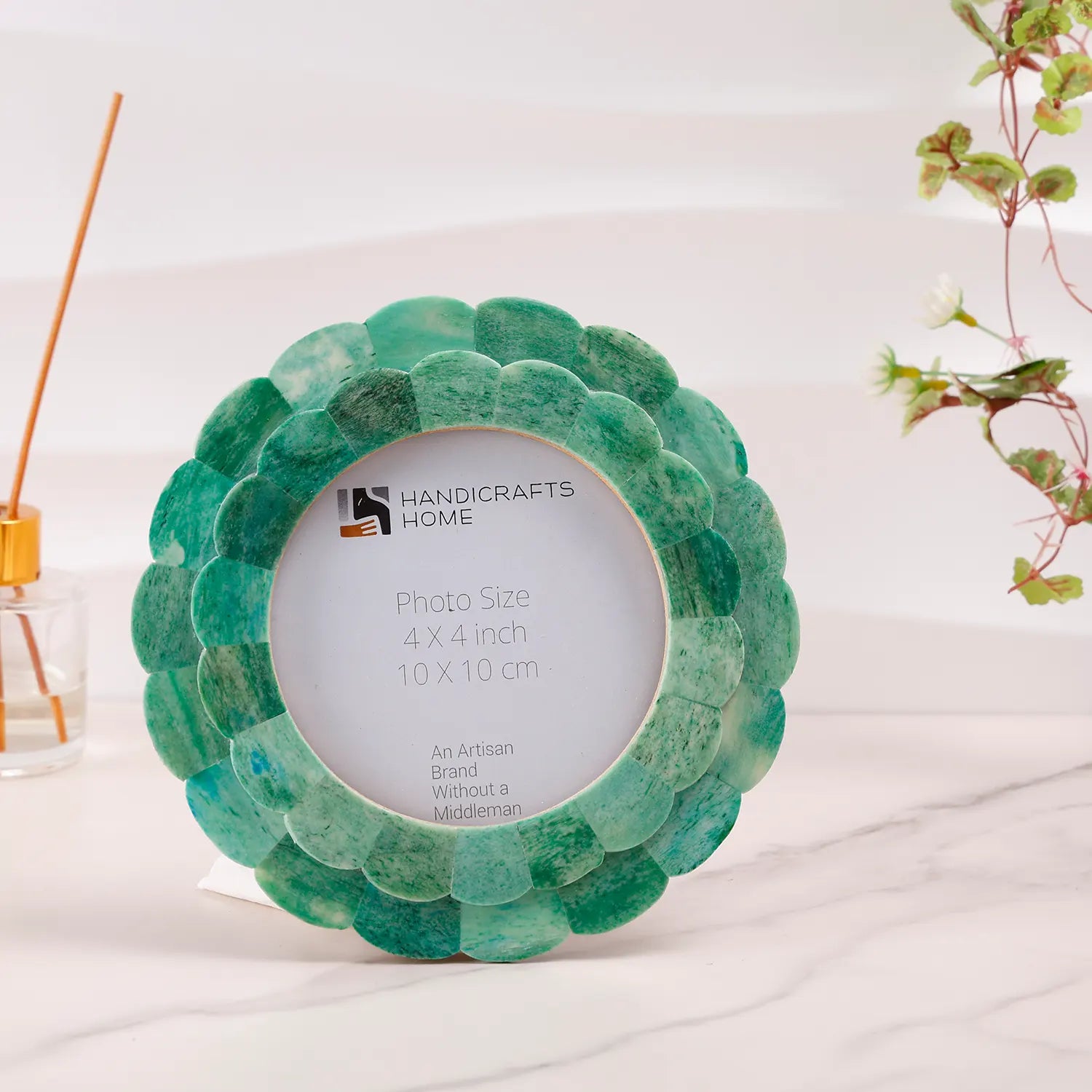 Baby Picture Frame Scallop Collection Resin Inlay Green - 4x4