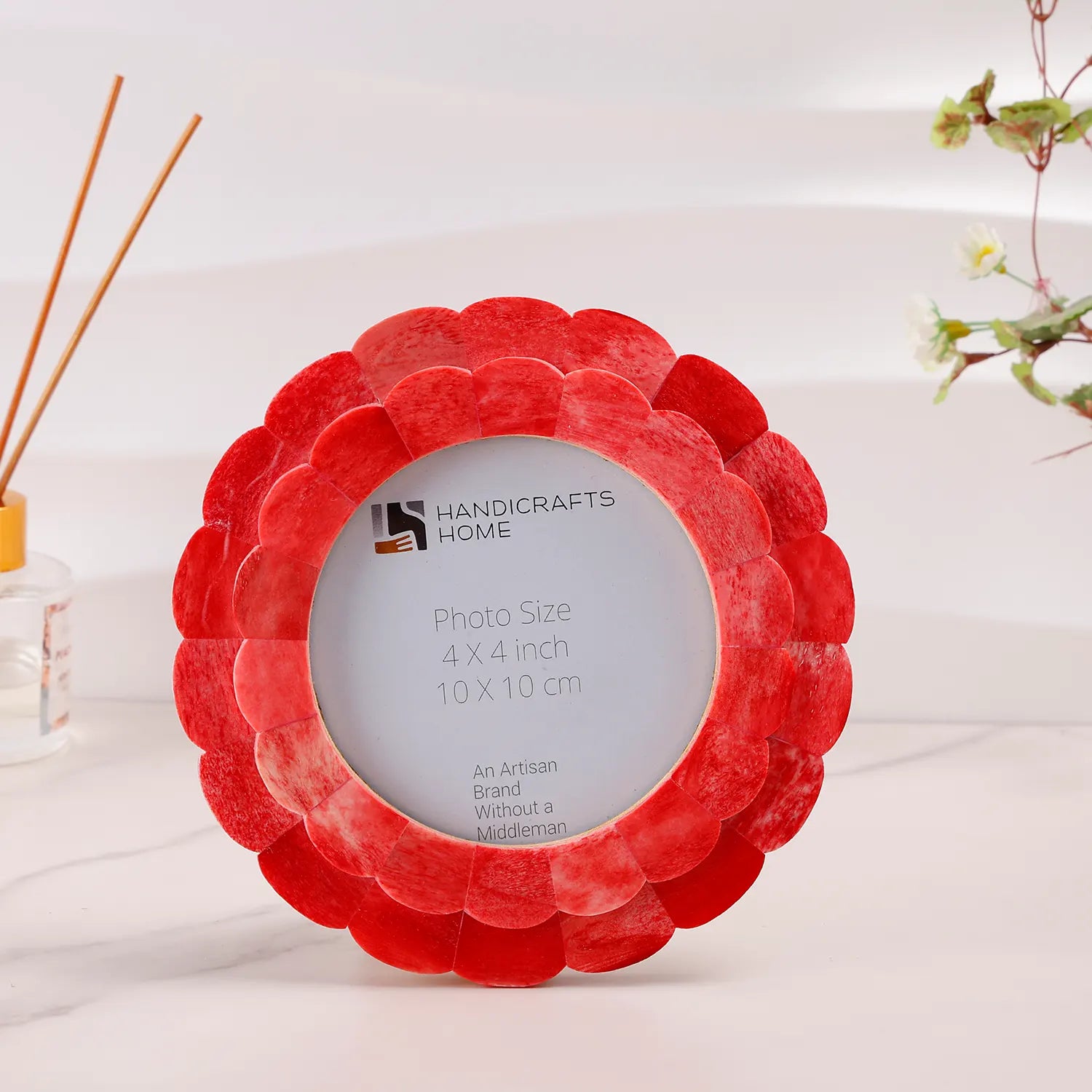 Baby Picture Frame Scallop Collection Resin Inlay Red - 4x4