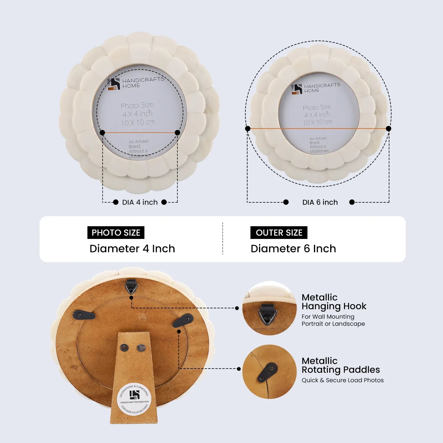 Baby Picture Frame Scallop 4x4 Picture Frames Resin Inlay Collection, White