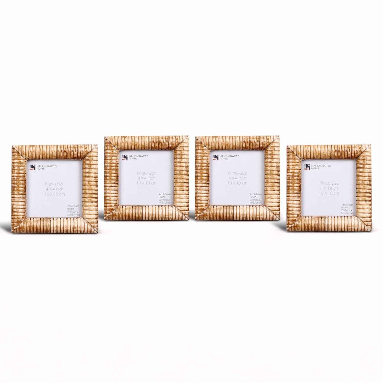Ridged Pattern Bone Inlay Decorative Baby Picture Frame Combo- 4"x4"