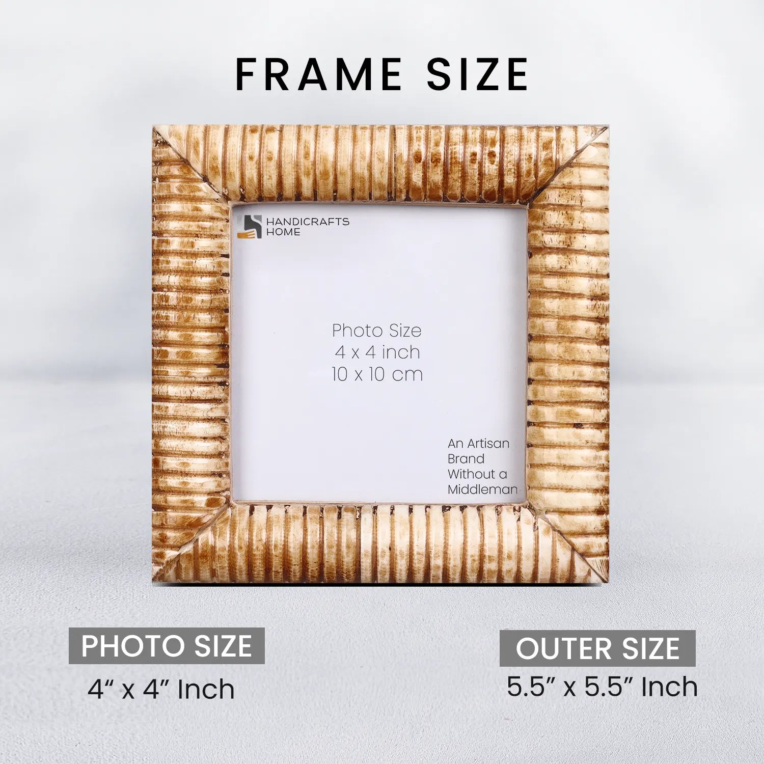 Picture Frame Ridged Pattern Collection Bone Inlay – 4x4"
