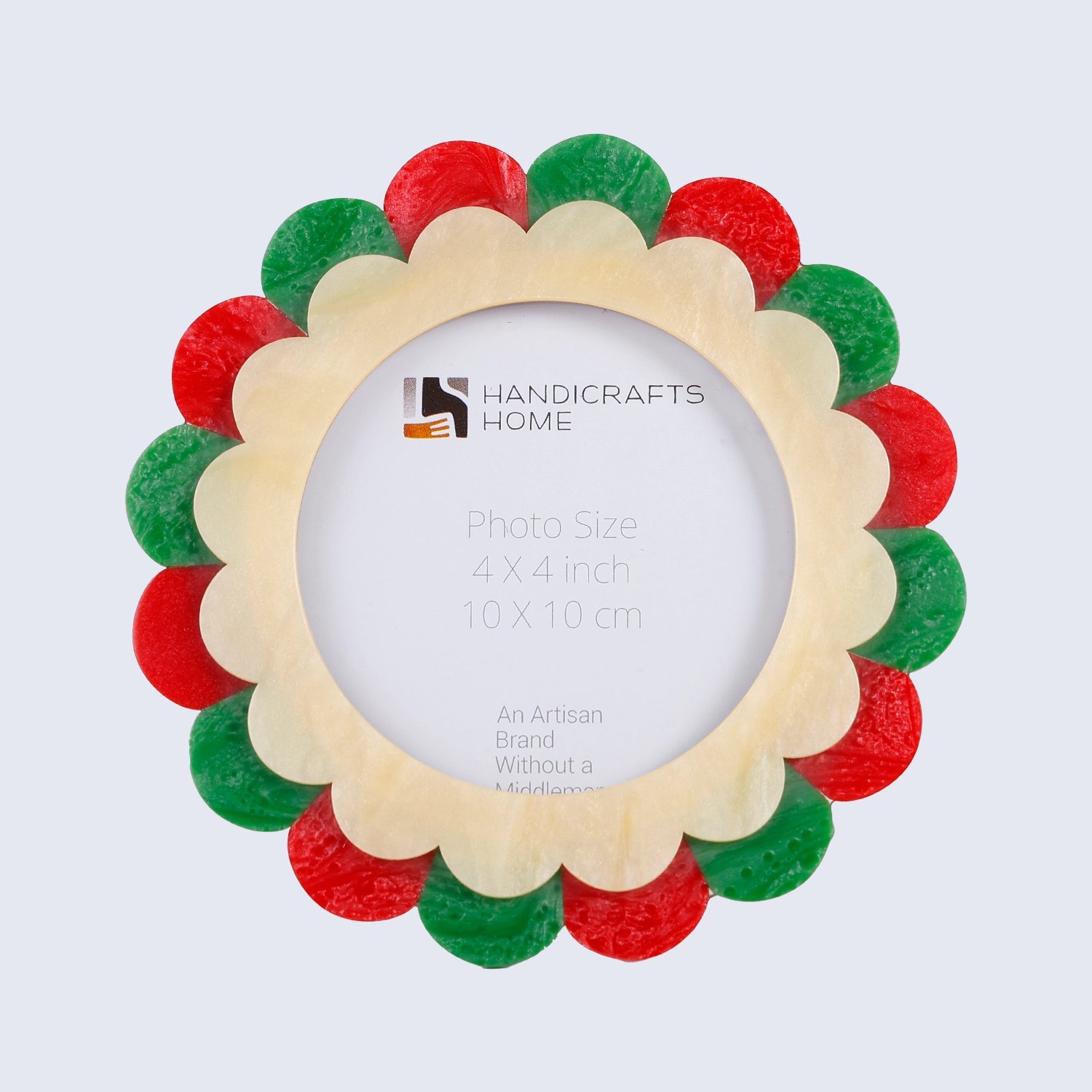 Baby Picture Frames 4x4"  Scalloped Holly Bloom Resin Inlay Frame