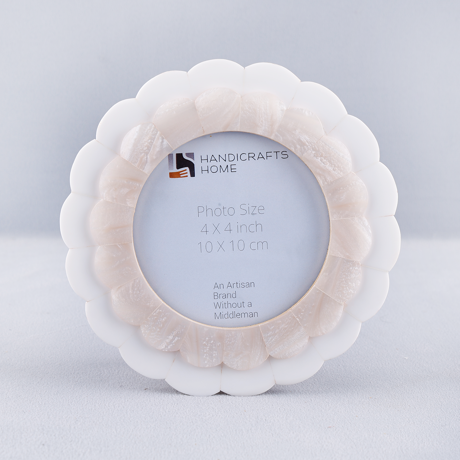 Baby Picture Frame Scalloped Ivory Petal Collection Resin Inlay – 4x4"