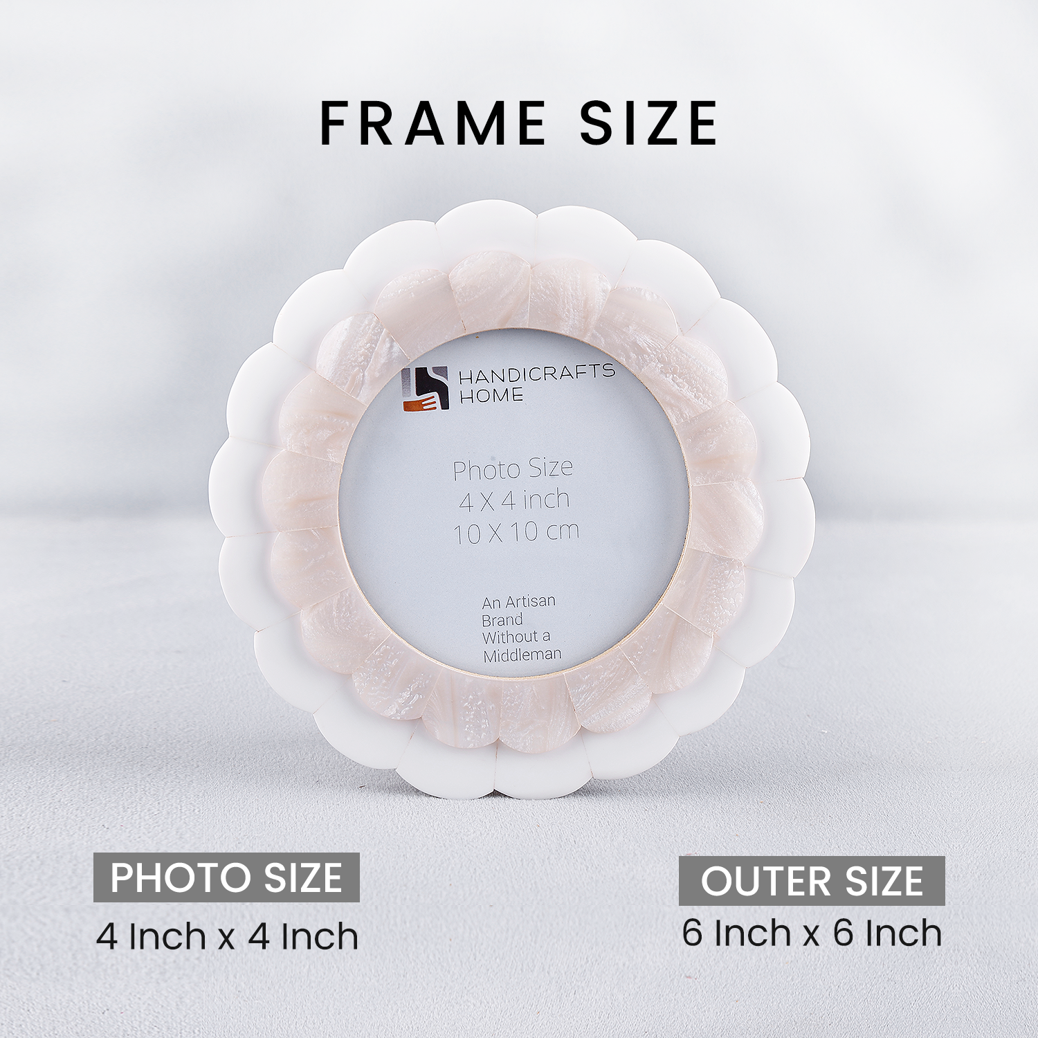 Baby Picture Frame Scalloped Ivory Petal Collection Resin Inlay – 4x4"