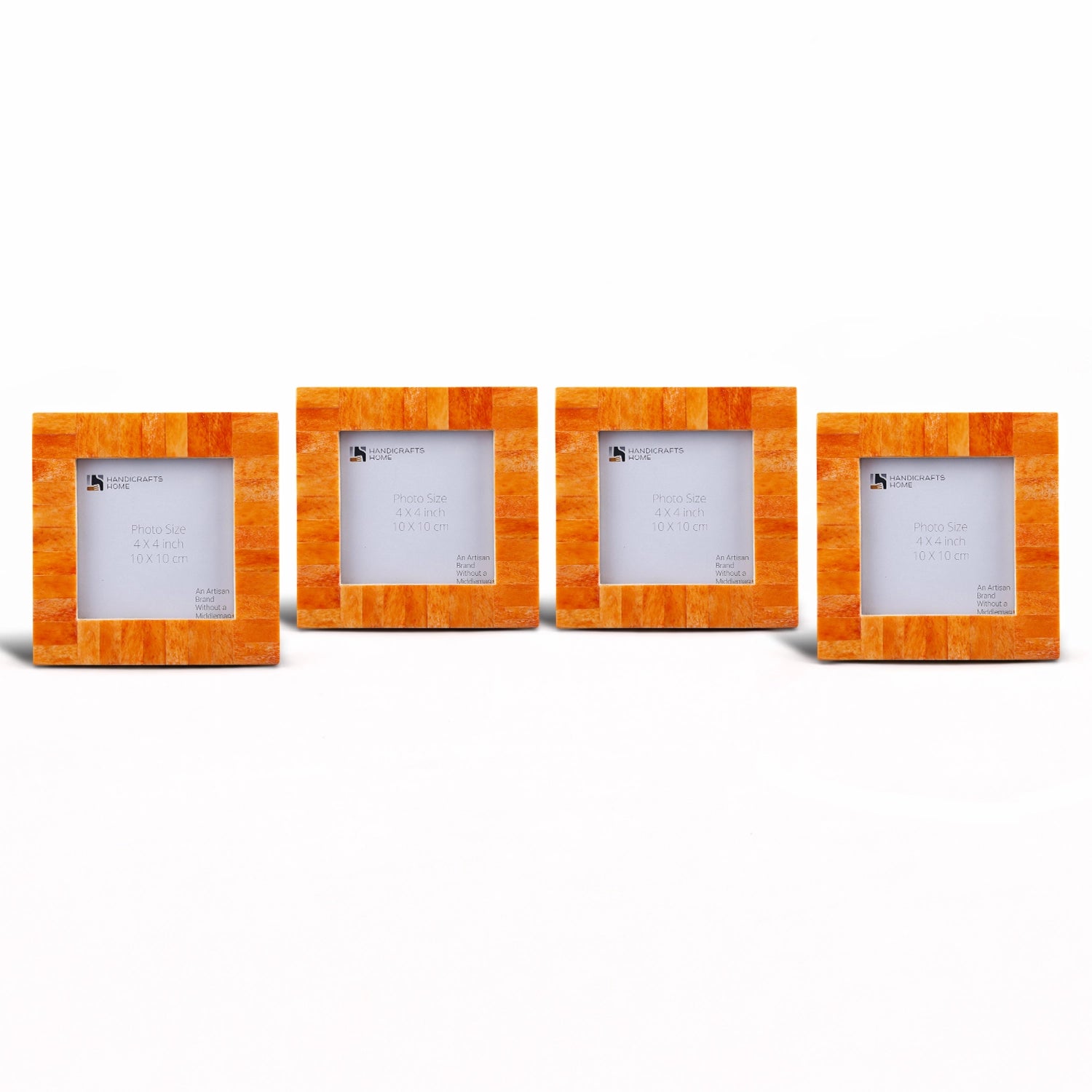 Baby Picture Frames Classic Pattern Bone Inlay Combo 4"x4", Orange