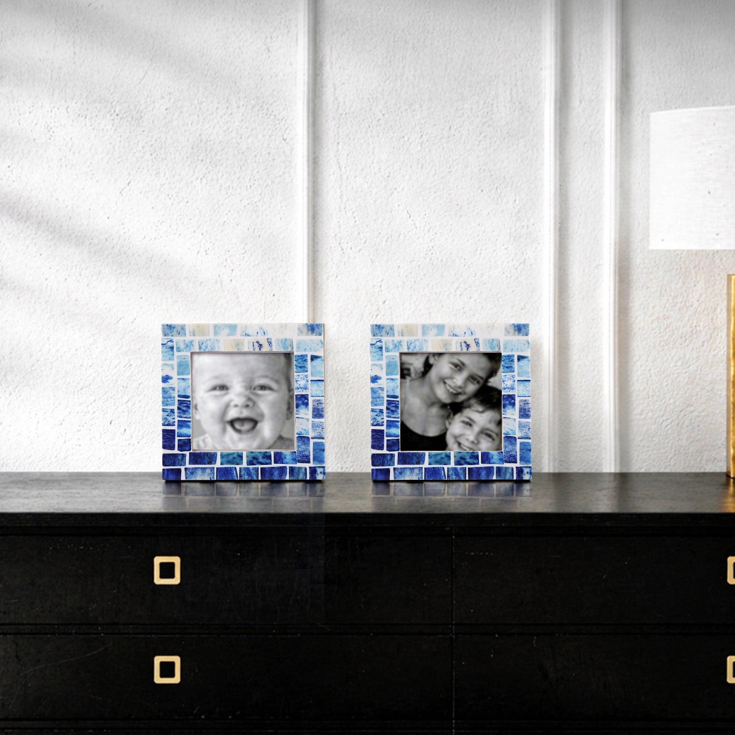 Baby Picture Frames Indigo Pattern Bone Inlay 4" x 4"