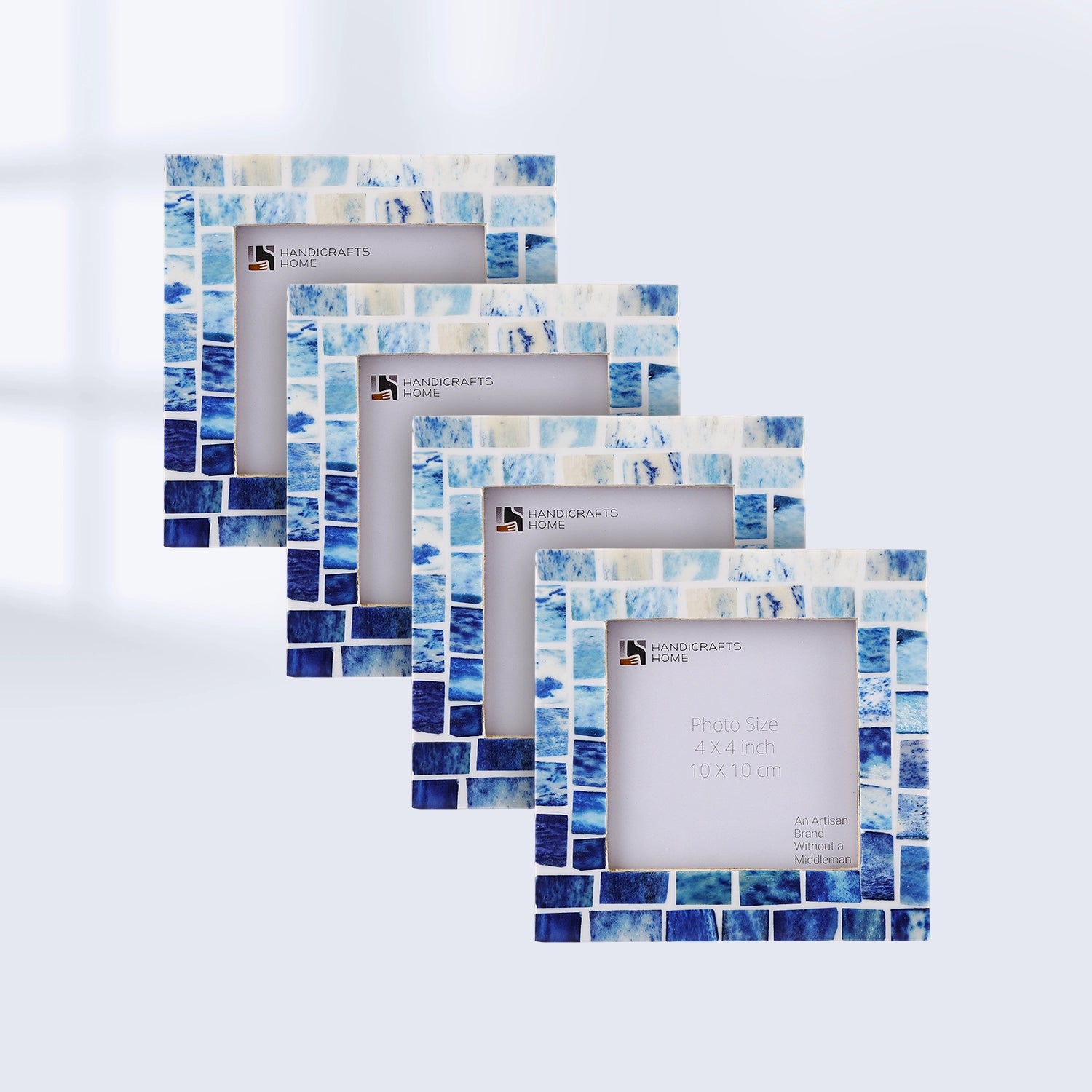 Baby Picture Frames Indigo Pattern Bone Inlay 4" x 4"