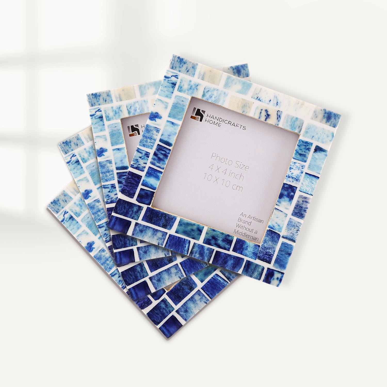 Baby Picture Frames Indigo Pattern Bone Inlay 4" x 4"