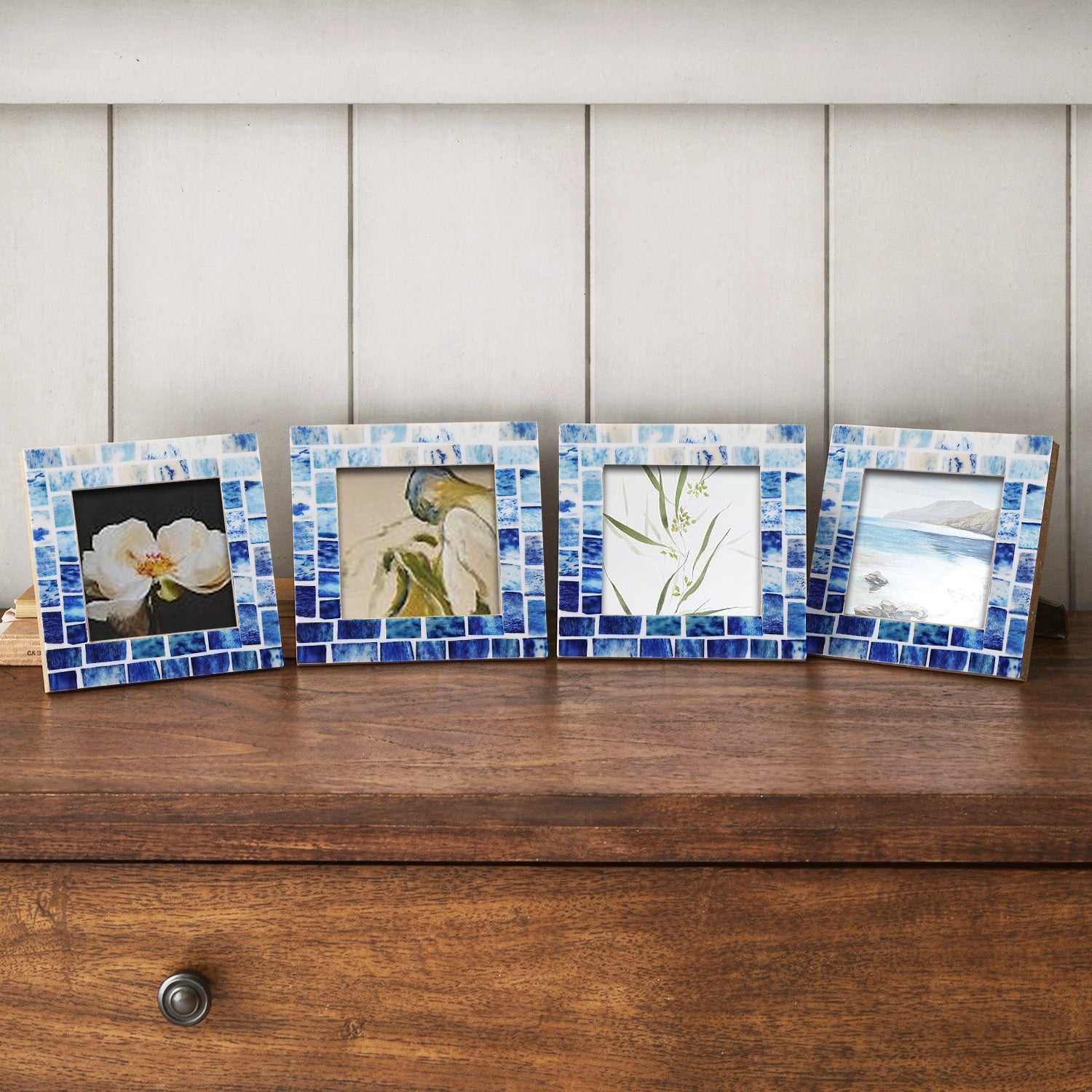 Baby Picture Frames Indigo Pattern Bone Inlay 4" x 4"