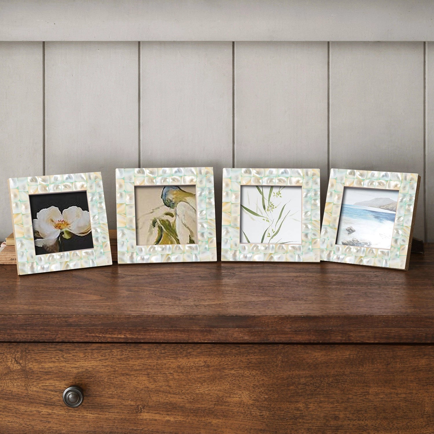 Baby Picture Frames Mother of Pearl Combo 4"x4" , Green