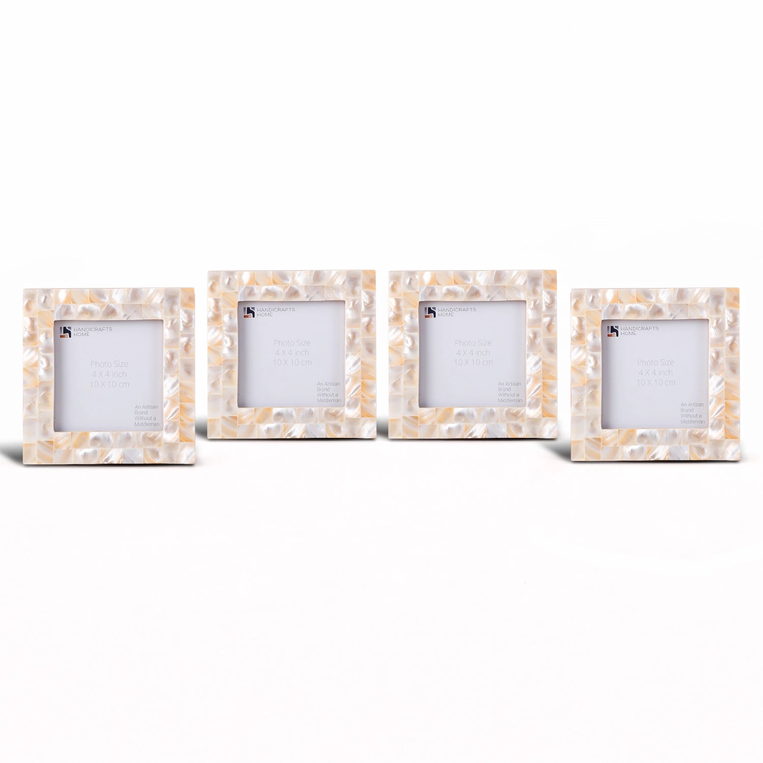 Square Baby Picture Frames Mother of Pearl 4"x4" , White