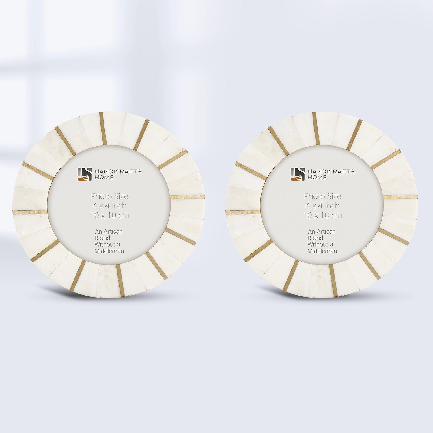 Round Picture Frame Palace Soul Collection Bone & Brass, 4" x4" - Pack of 2