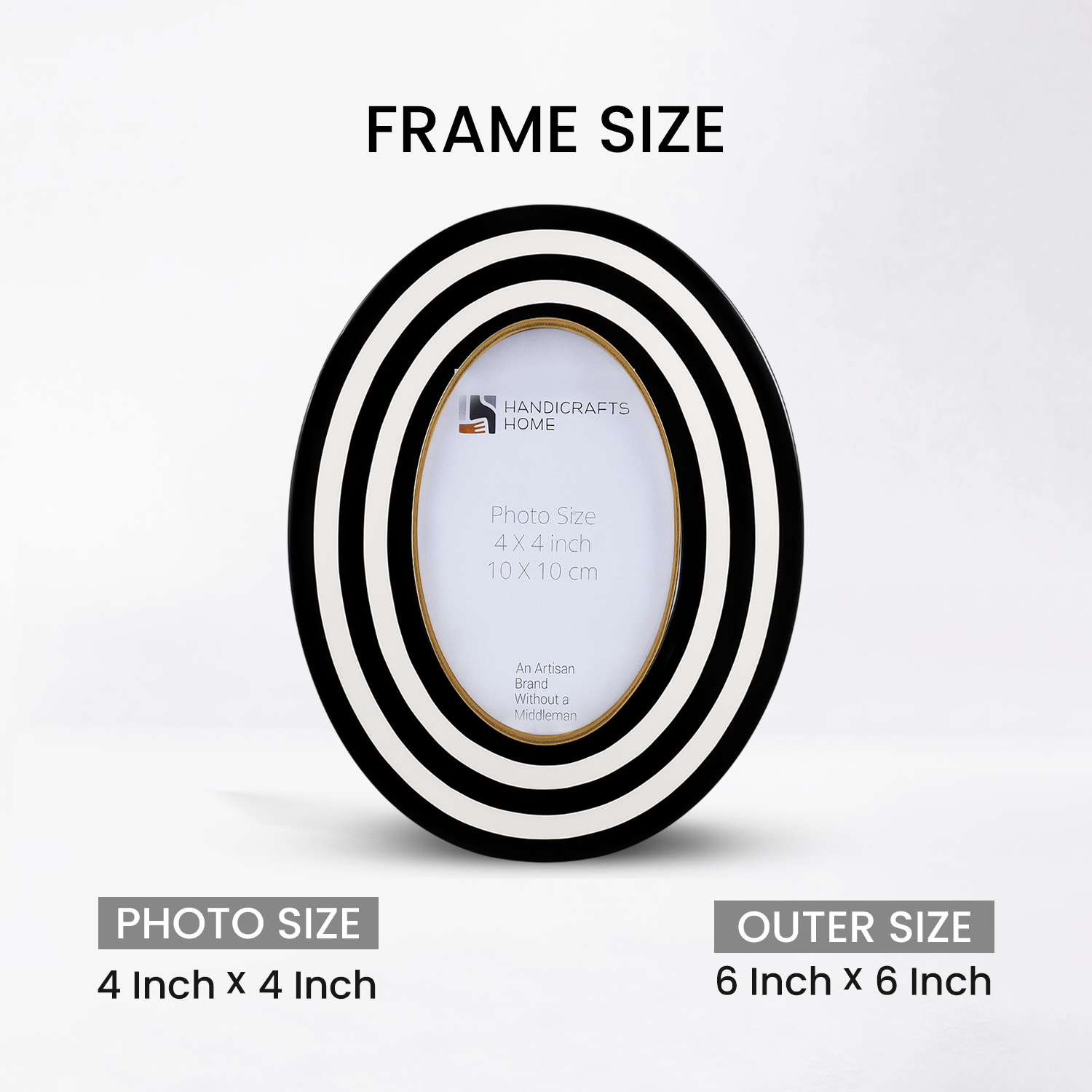 Pre Order Concentric Black & White Resin Inlay Picture Frame 4" x 6"