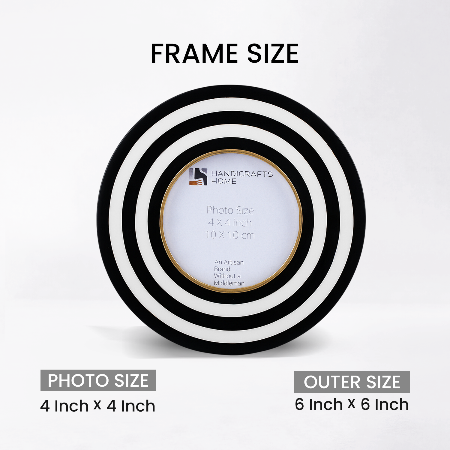 Pre Order Concentric Black & White Resin Inlay Picture Frame 4" x 4"