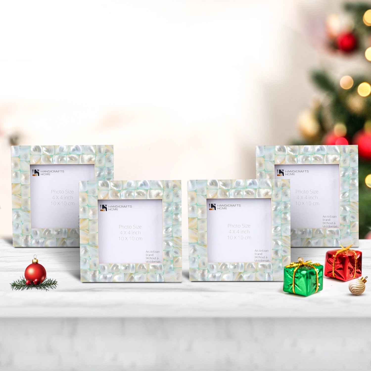 Baby Picture Frames Mother of Pearl Combo 4"x4" , Green