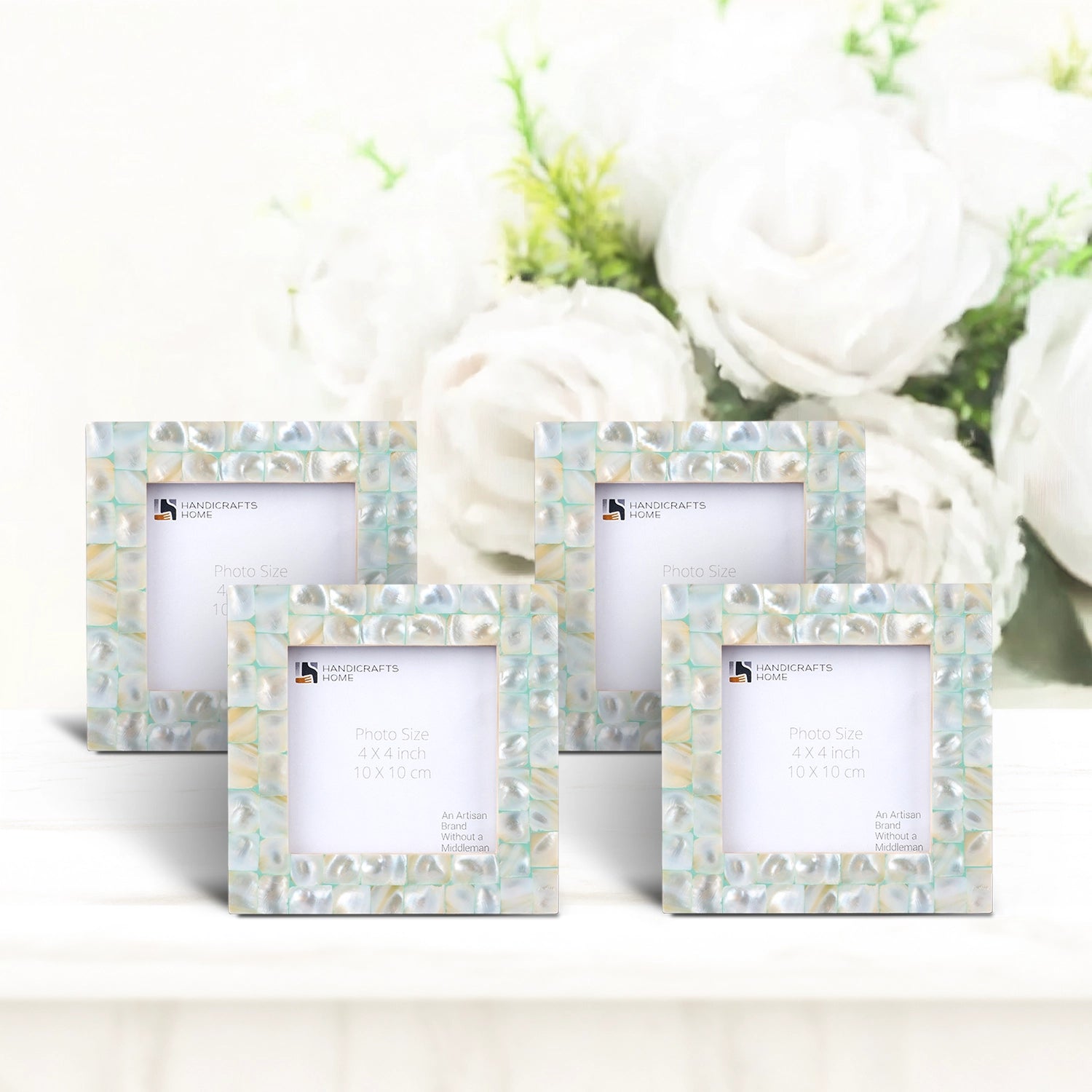 Baby Picture Frames Mother of Pearl Combo 4"x4" , Green