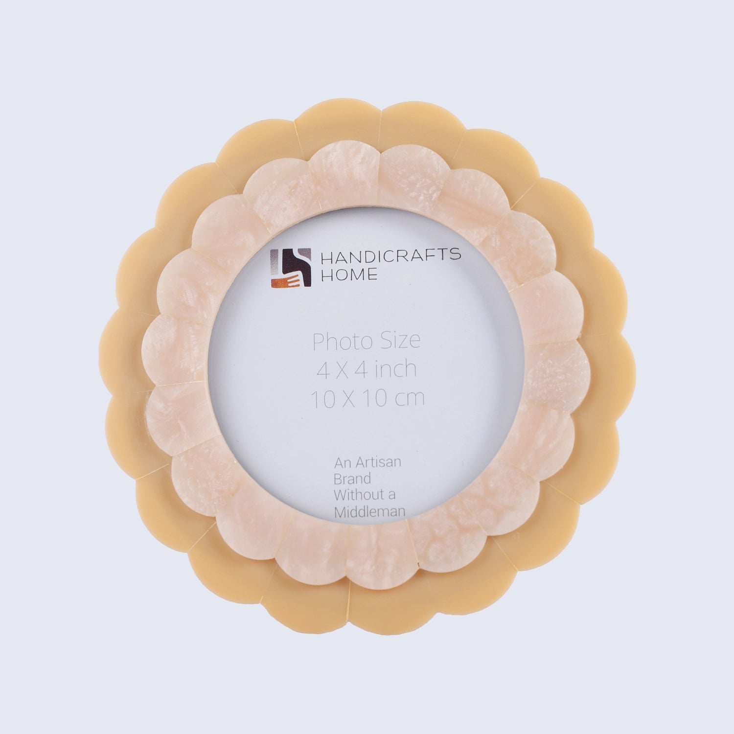 4x4” Baby Picture Frame – Scalloped Latte Shell Resin Inlay Collection
