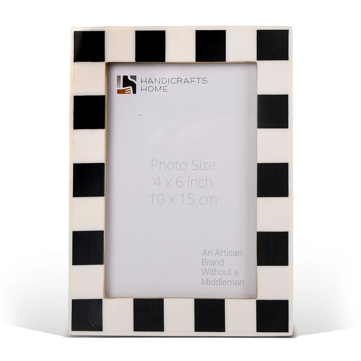 Handmade Baby Picture Frame 4x4 Checkered Art Inspired Resin Inlay Collection, for tabletop or wall display