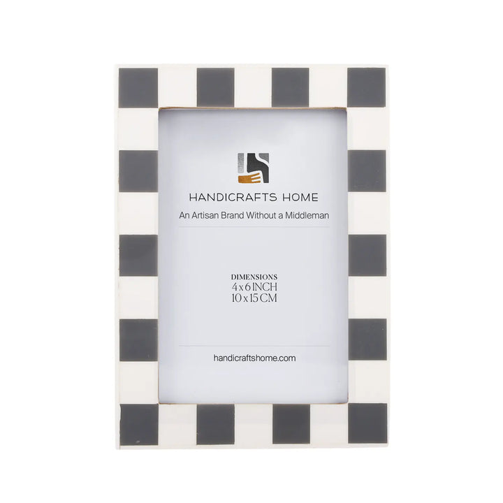 Handmade Baby Picture Frame 4x4 Checkered Art Inspired Resin Inlay Collection, for tabletop or wall display