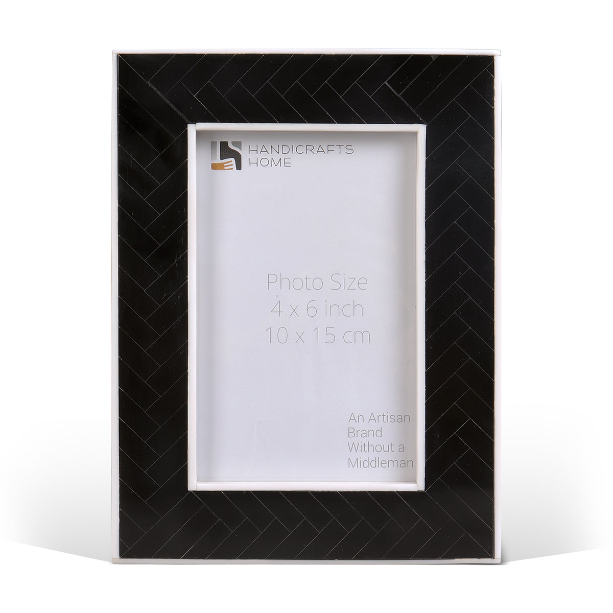 Handmade Picture Frames Chevron Pattern Collection Resin Inlay, Black-White-4x6 , 5x7", for tabletop or wall display