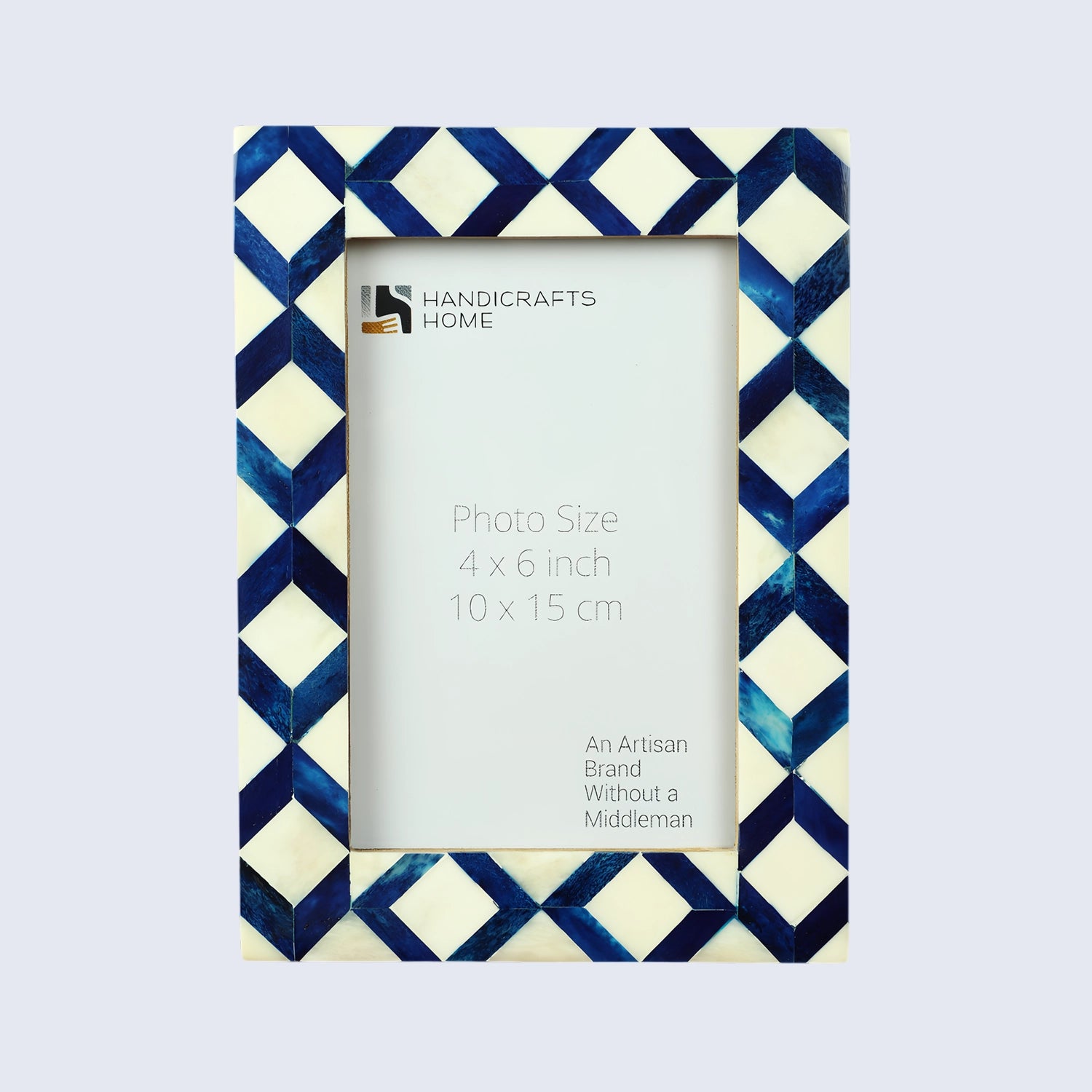 Blue & White Diamond Pattern Bone Inlay Picture Frame - 4x6 & 5x7