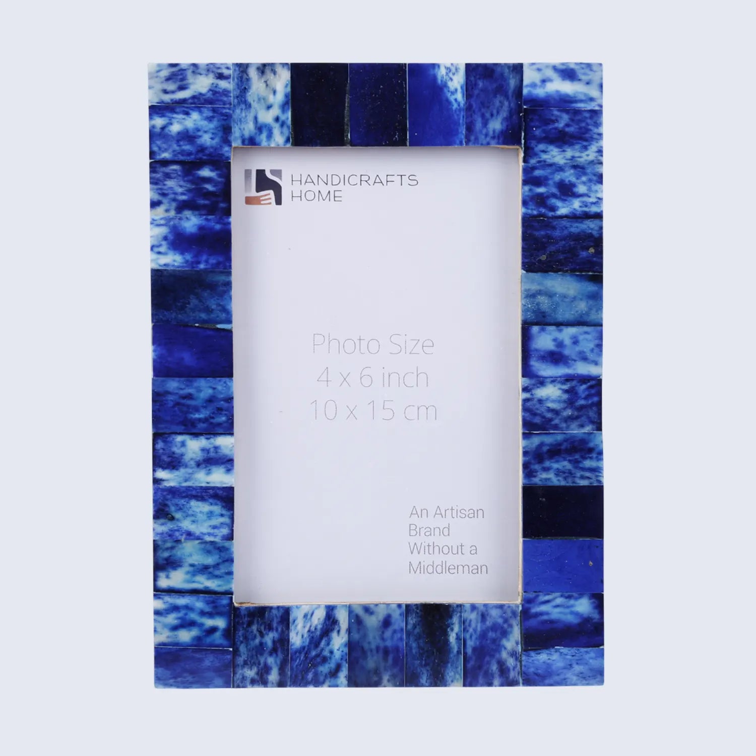 Classic Blue Picture Frame- Bone Inlay & Wood in 4x6