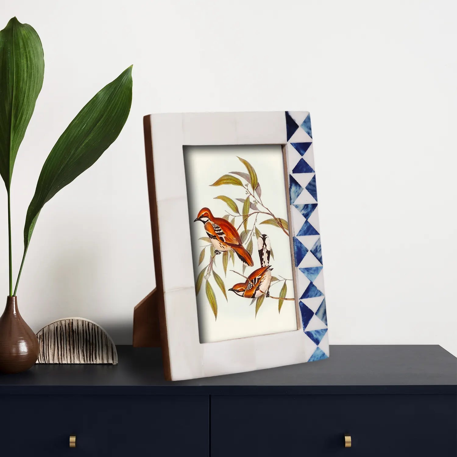 White & Blue Bone Inlay Picture Frame - 4x6 & 5x7