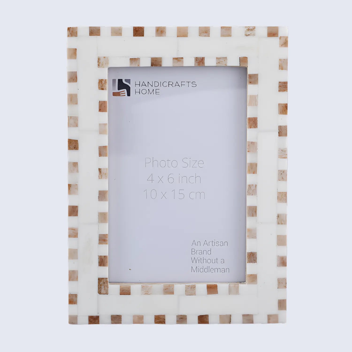 Handmade Bone Inlay Brown Picture Frame - Checkered Pattern in 4x6 & 5x7