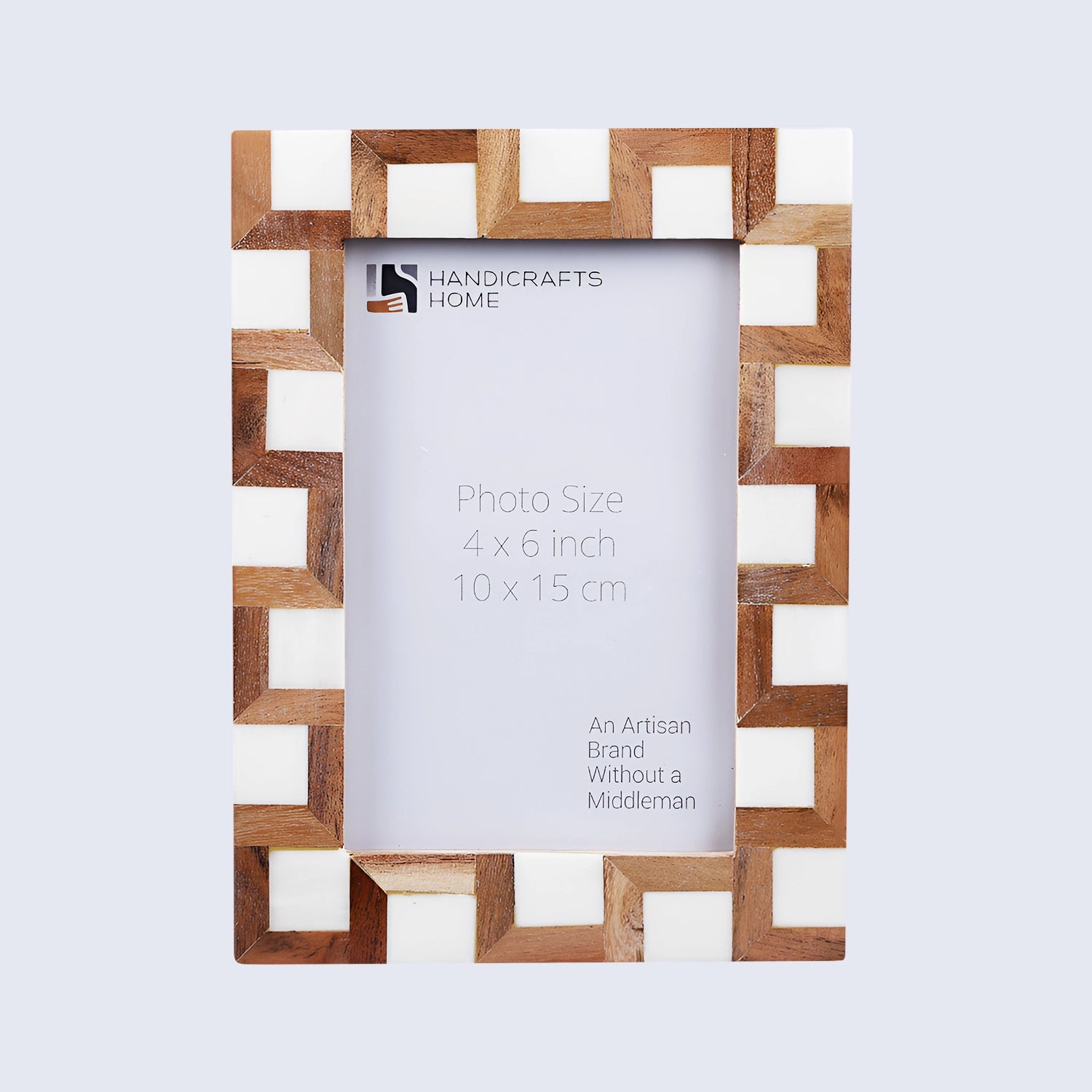 Escher Cube Bone Inlay Picture Frame - Brown & White in 4x6 & 5x7
