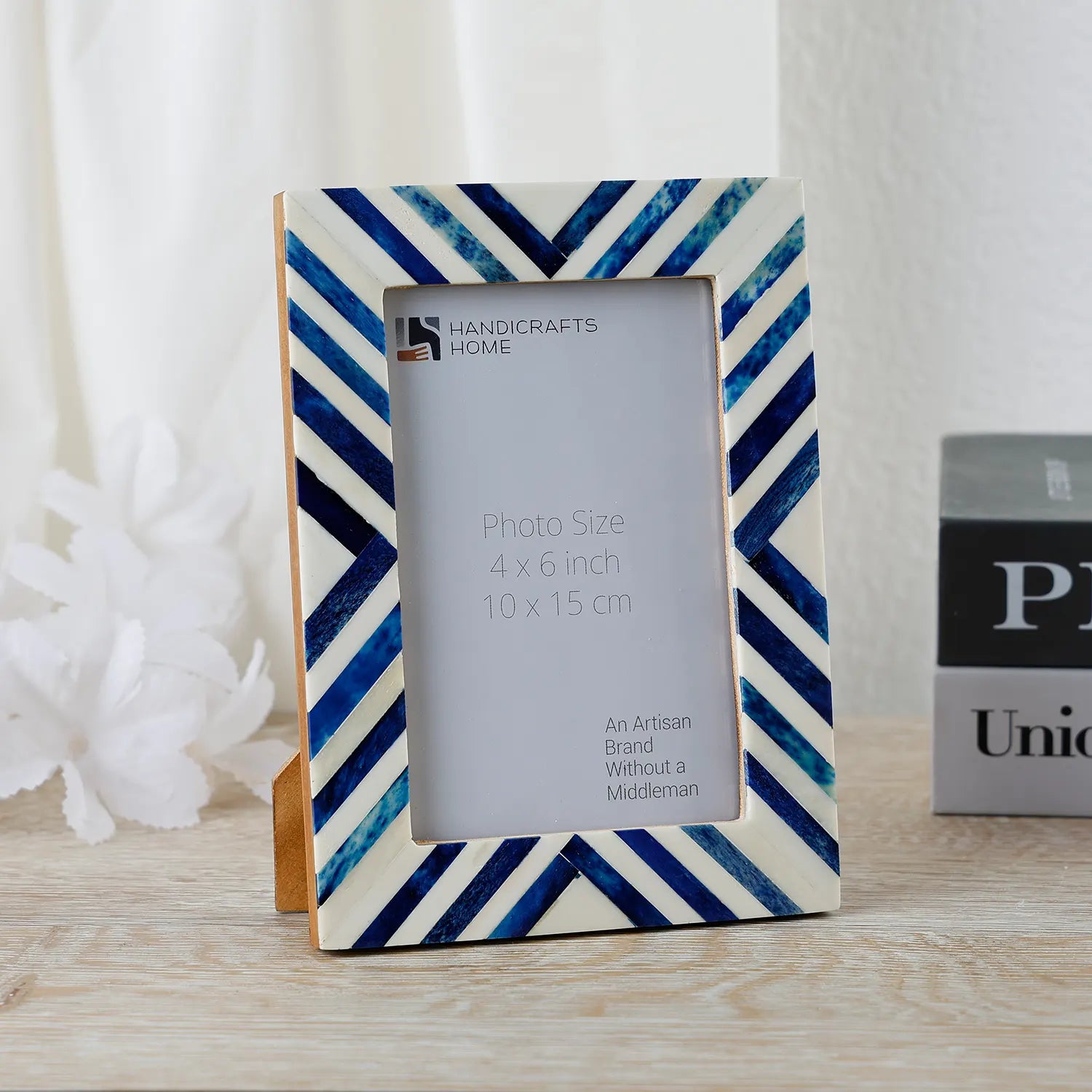 Chevron Bone Inlay Picture Frame 4x6 & 5x7, Blue