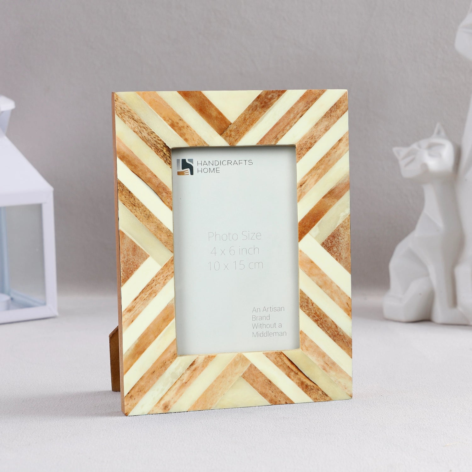 Chevron Bone Inlay Picture Frame 4x6 & 5x7, Brown