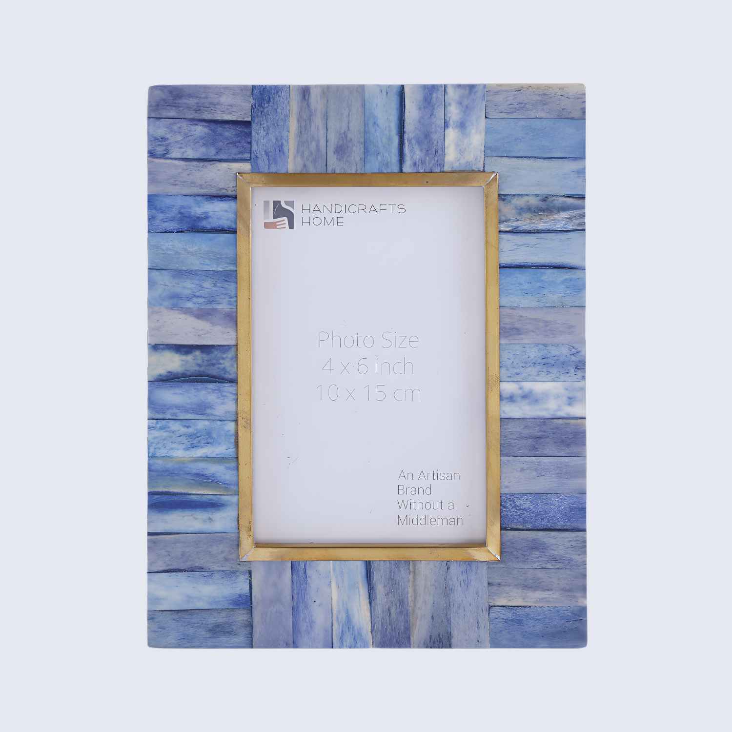 Classic Brass Bone Inlay Picture Frames - Blue, 4x6 & 5x7 Sizes